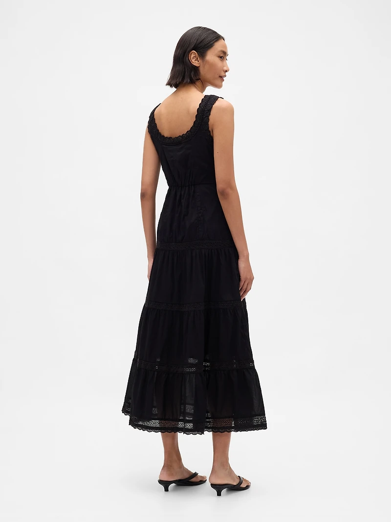 Lace-Trim Tiered Maxi Dress