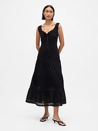 Lace-Trim Tiered Maxi Dress