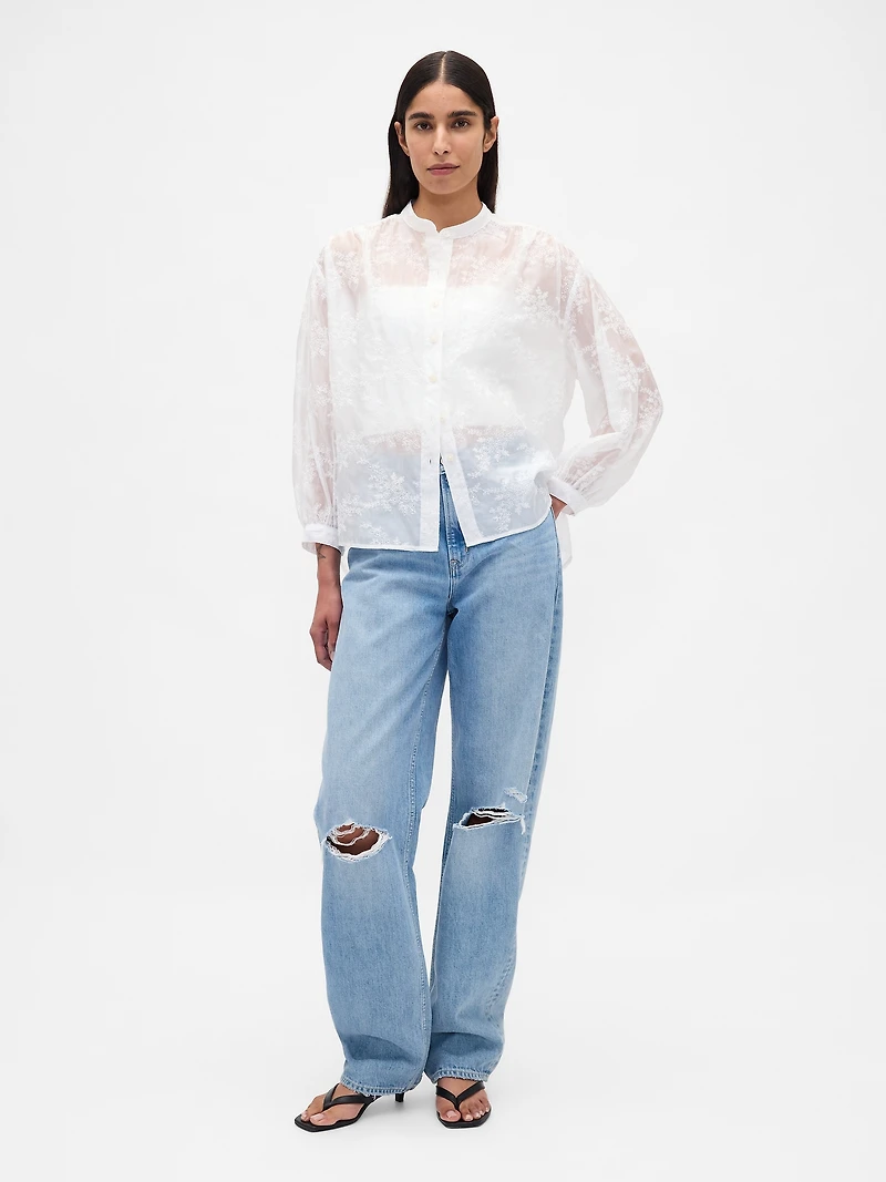 Sheer Voile Floral Shirt