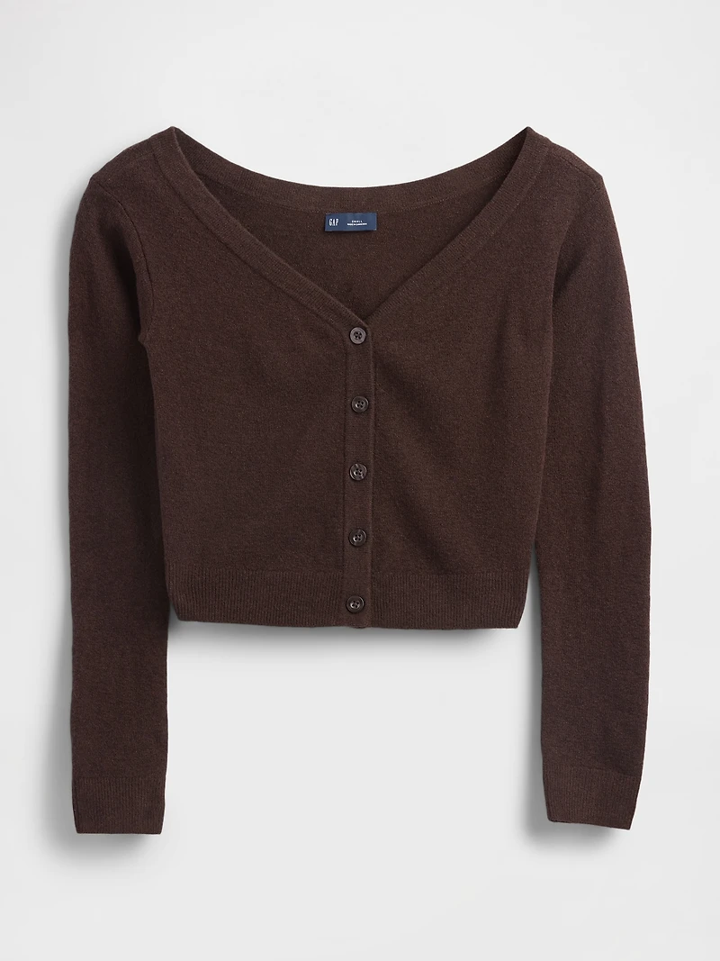 Lightweight CashSoft Crop Button-Front Top