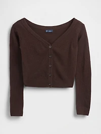 Lightweight CashSoft Crop Button-Front Top