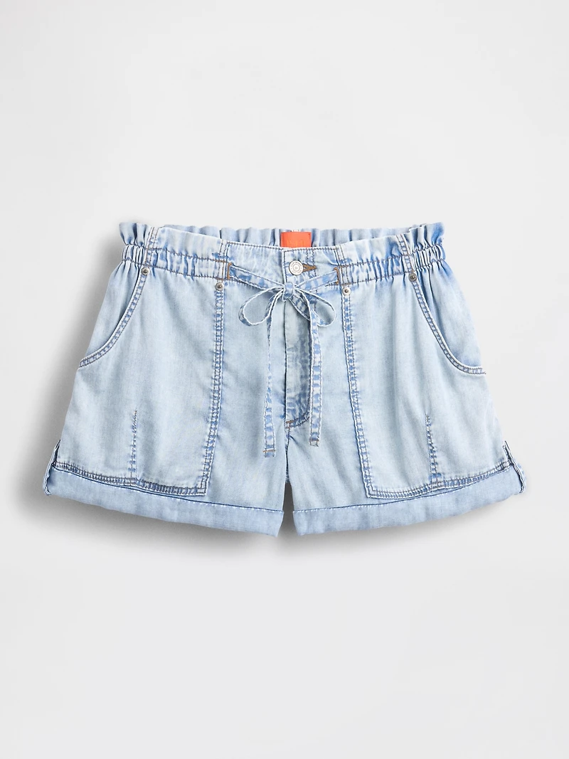 GapStudio High Rise Draped Denim Easy Shorts