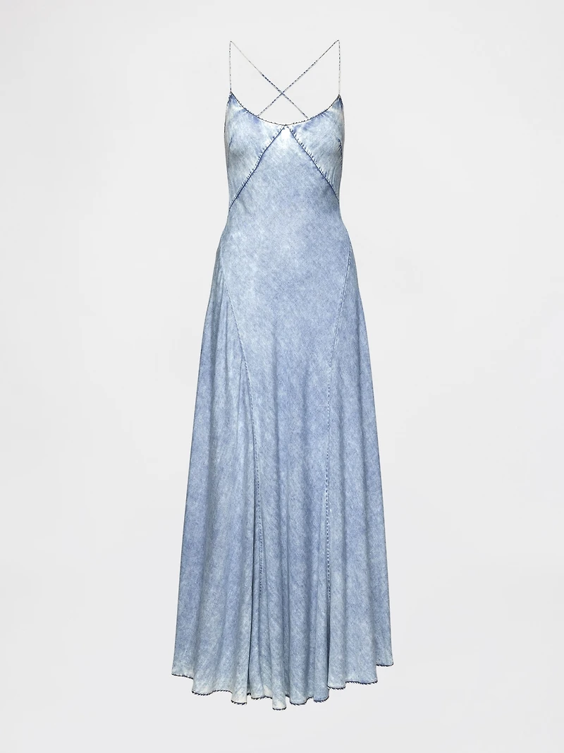 GapStudio Draped Denim Slip Maxi Dress