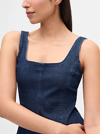 Denim Square-Neck Maxi Dress