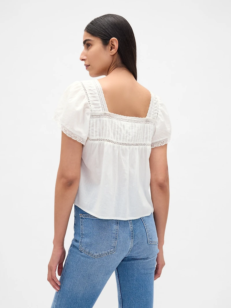 Lace-Trim Square-Neck Top