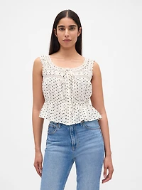 Lace-Trim Peplum Top