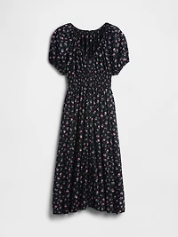 Puff-Sleeve Midi Dress