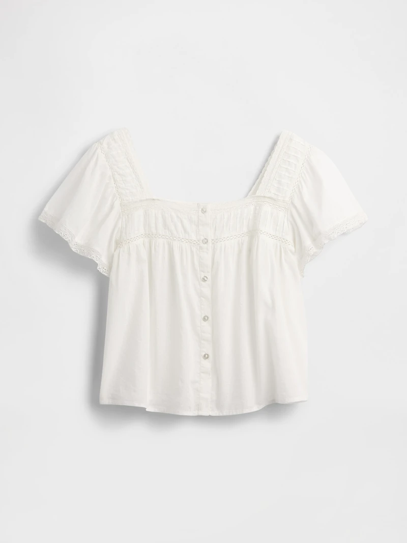 Lace-Trim Square-Neck Top