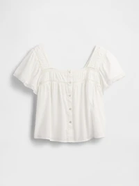 Lace-Trim Square-Neck Top