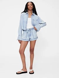 GapStudio High Rise Draped Denim Easy Shorts
