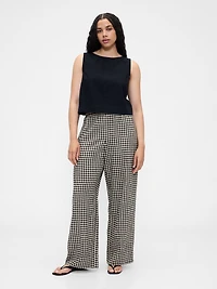 Linen-Blend Easy Wide-Hem Pants