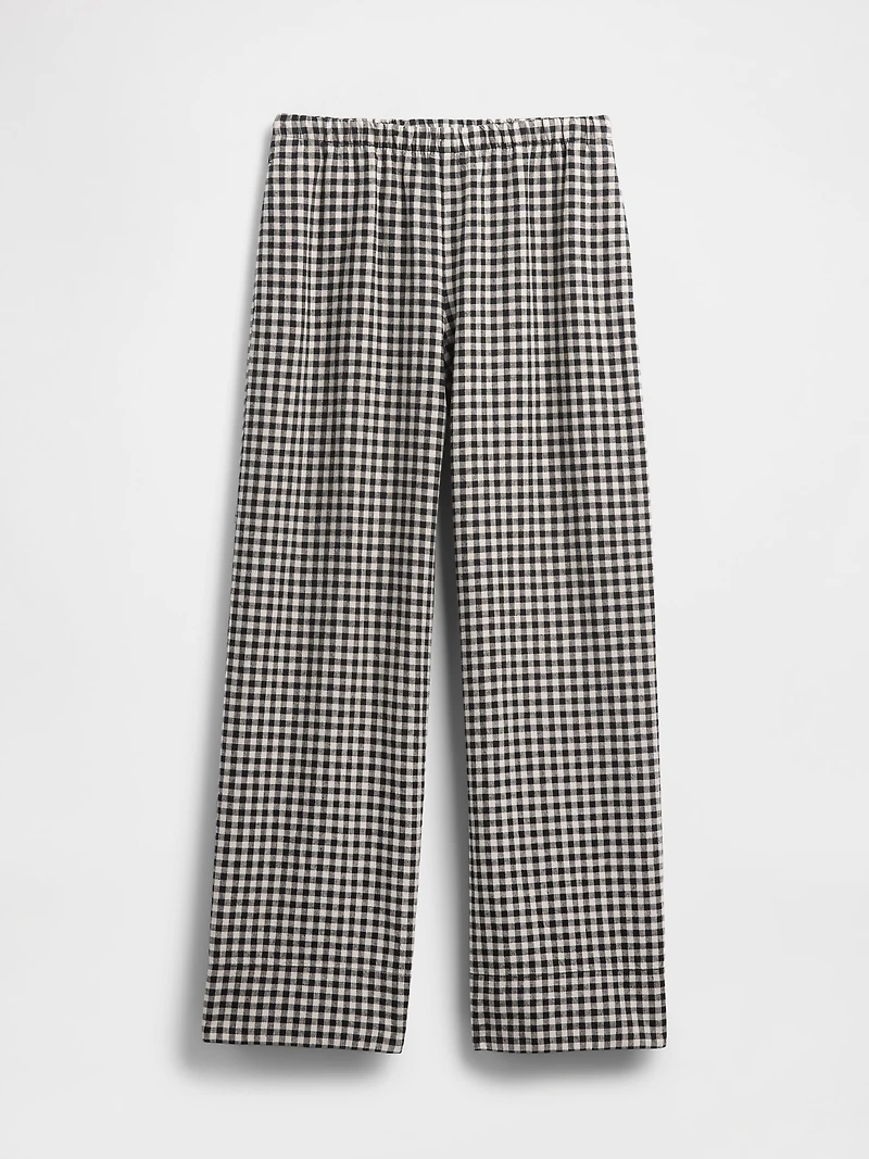 Linen-Blend Easy Wide-Hem Pants