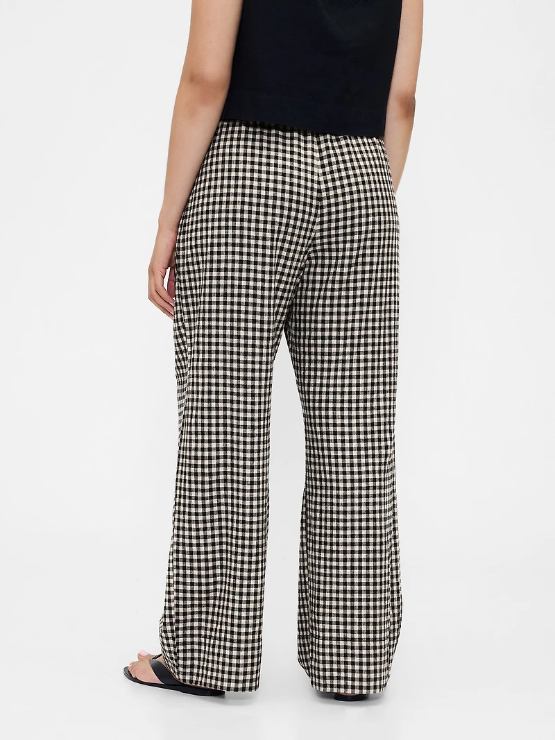 Linen-Blend Easy Wide-Hem Pants