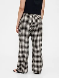 Linen-Blend Easy Wide-Hem Pants