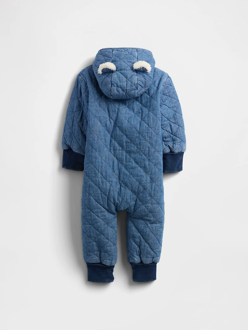 Baby Quilted Denim Cozy One-Piece