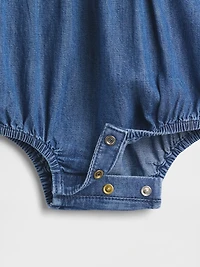 Baby Denim Ruffle Collar Bubble Bodysuit