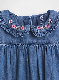 Baby Denim Ruffle Collar Bubble Bodysuit
