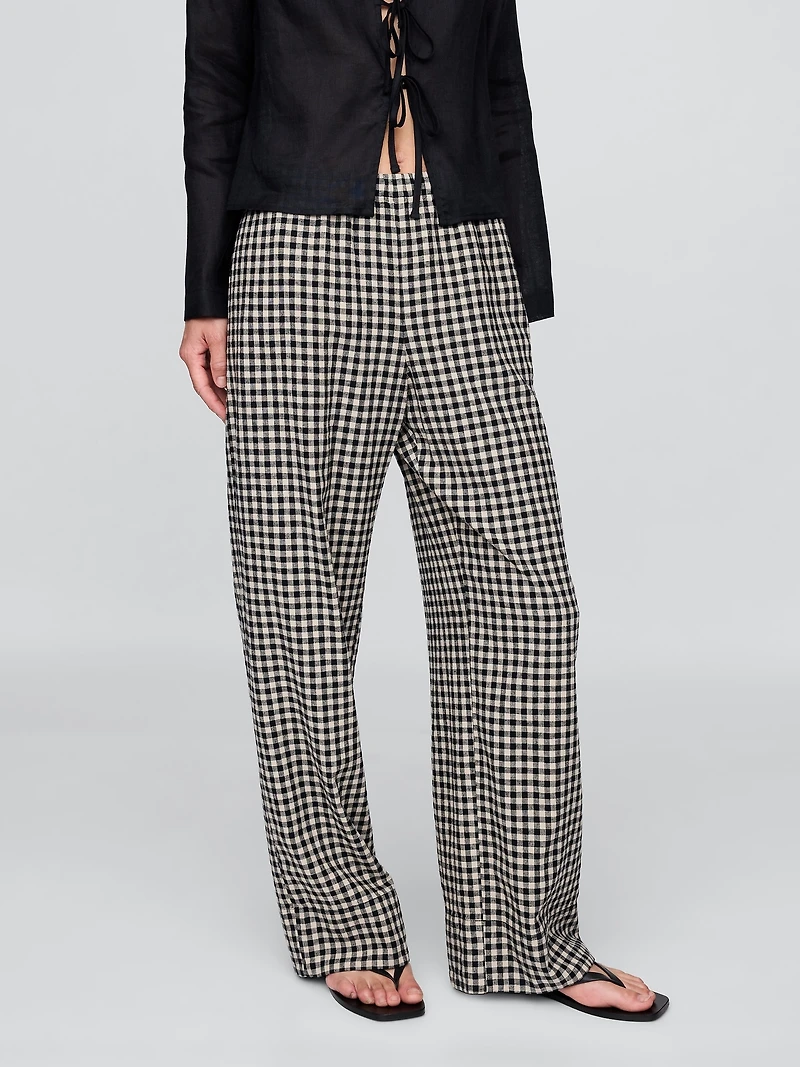 Linen-Blend Easy Wide-Hem Pants