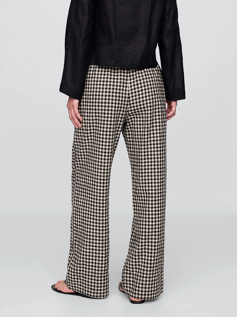 Linen-Blend Easy Wide-Hem Pants