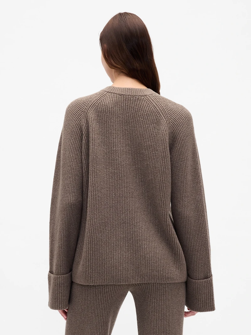 CashSoft Shaker-Stitch Boyfriend Sweater