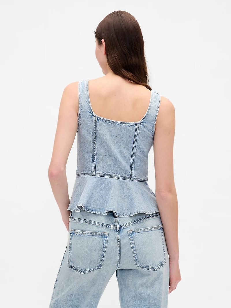 Denim Peplum Tank Top