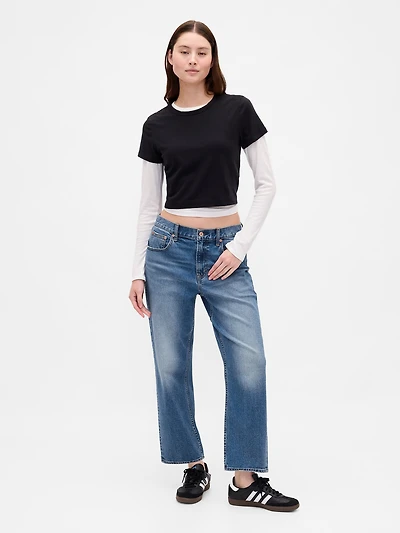 Mid Rise Relaxed Crop Jeans