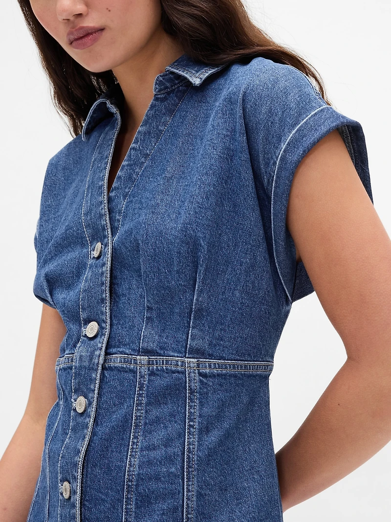 Denim Seamed Mini Dress
