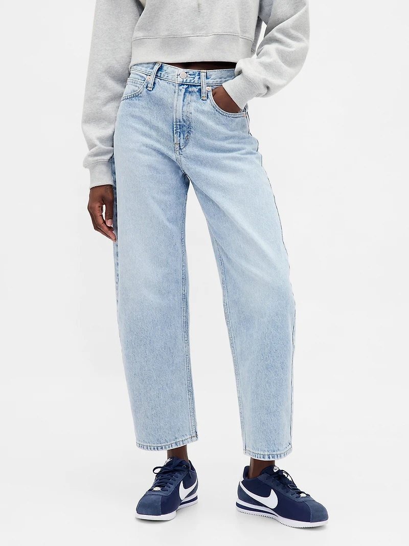 High Rise Crop Barrel Jeans