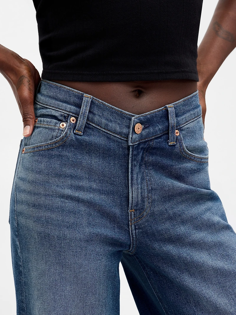 High Rise Stride V-Waist Wide-Leg Jeans