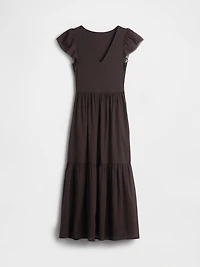 Modern Mixed Media Ruffle Maxi Dress