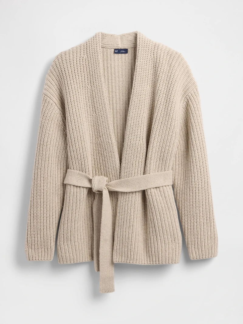 Cotton-Blend Wrap Cardigan Sweater