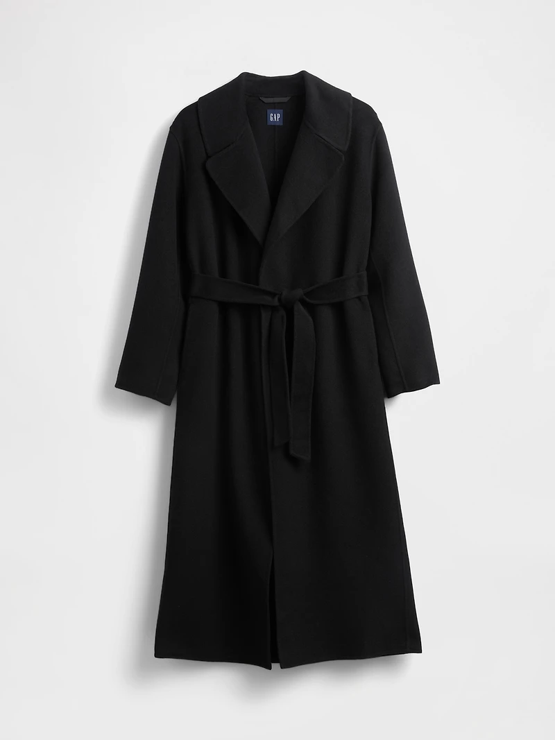 Wool-Blend Wrap Coat