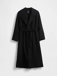 Wool-Blend Wrap Coat