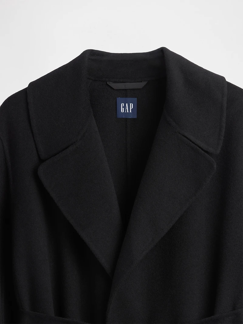 Wool-Blend Wrap Coat