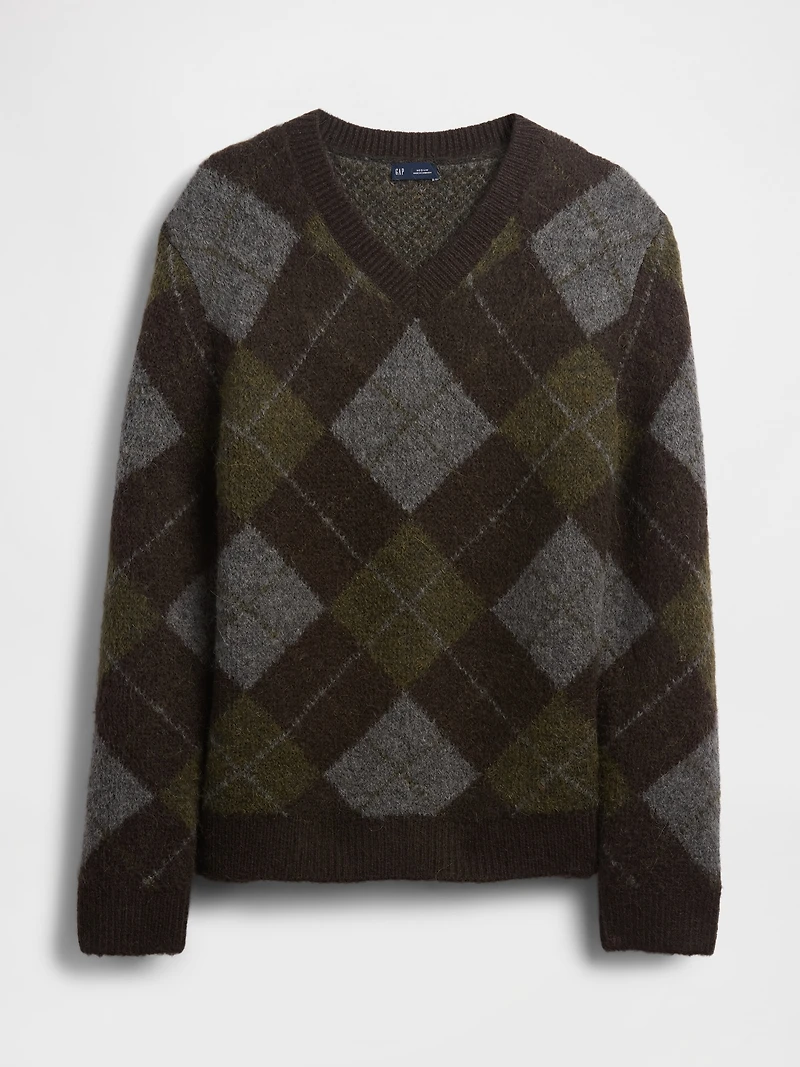Brushed Argyle Sweater