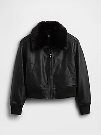 Vegan Leather Bomber Jacket