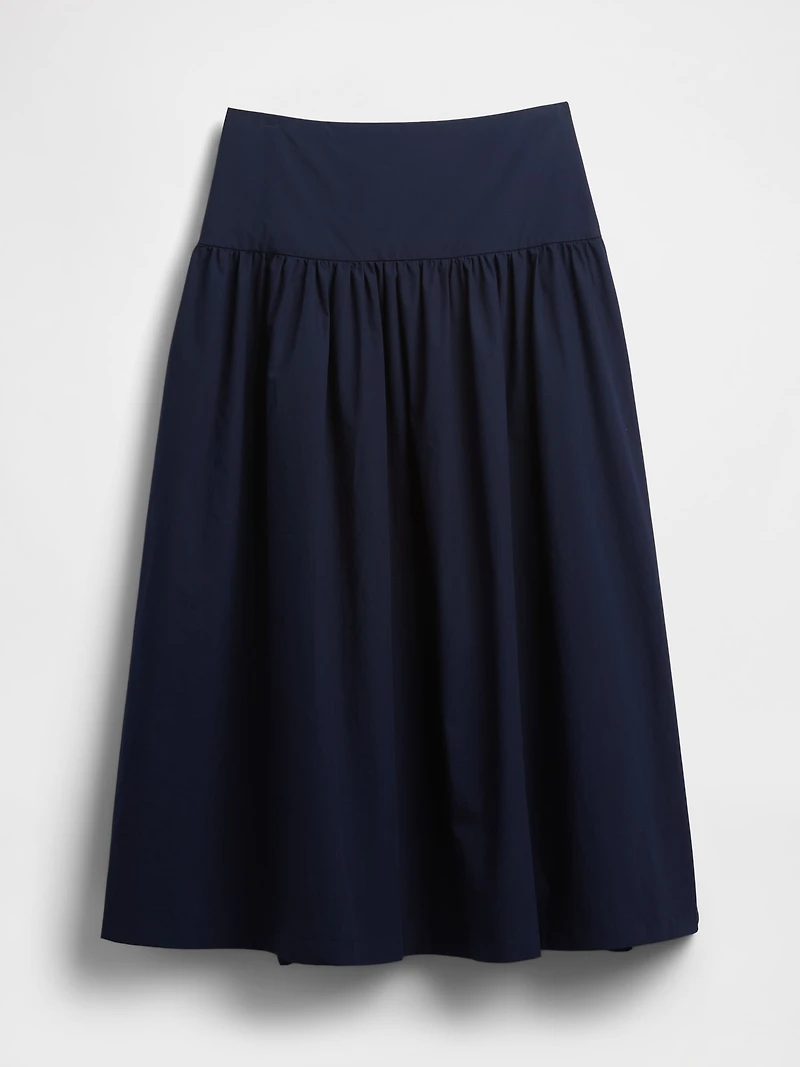Poplin Drop-Waist Maxi Skirt