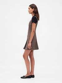 Square-Neck Pleated Mini Dress