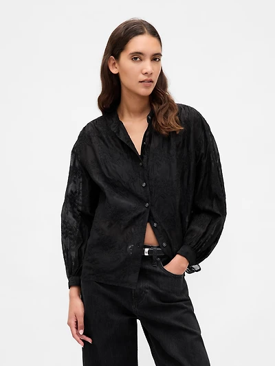 Sheer Voile Floral Shirt