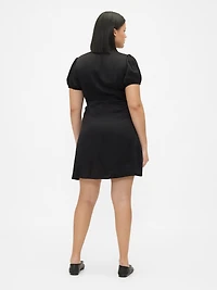 Satin Lace-Trim V-Neck Mini Dress