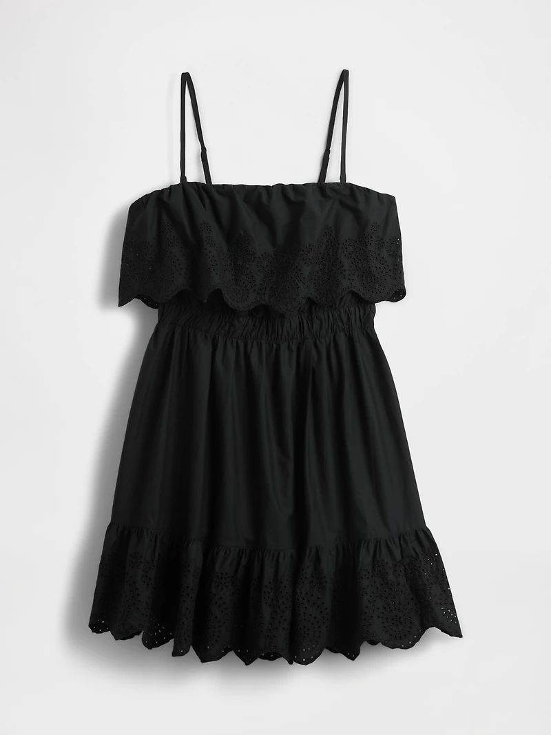 Eyelet Ruffle Mini Dress
