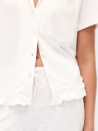 Linen-Blend Ruffle PJ Pants