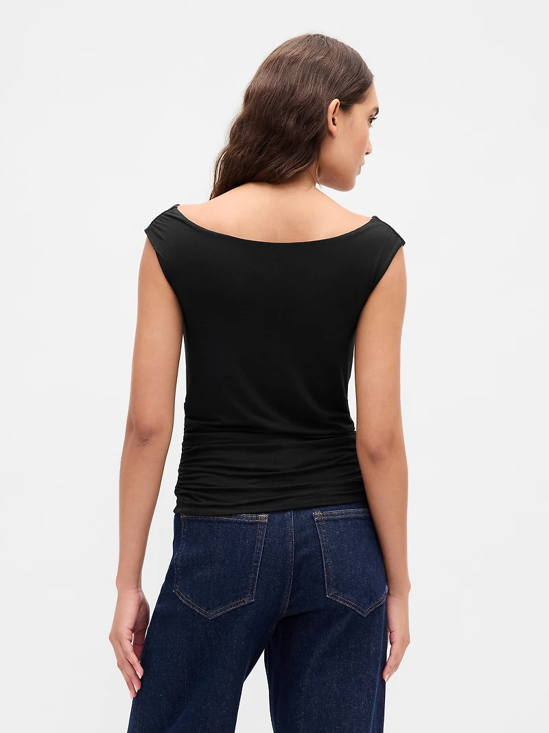 Off-Shoulder Ruched Crop Top
