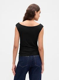 Off-Shoulder Ruched Crop Top