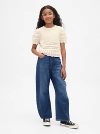 Kids Scalloped Mixed-Stitch Sweater