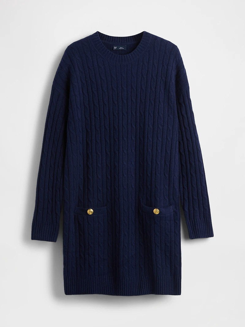 CashSoft Cable-Knit Mini Sweater Dress