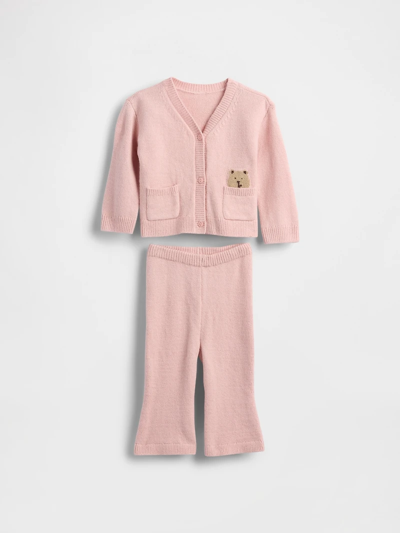 Baby CashSoft Bear Pocket Cardigan Sweater Set