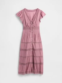 Lace-Trim Midi Dress