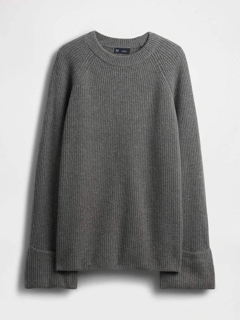 CashSoft Shaker-Stitch Boyfriend Sweater