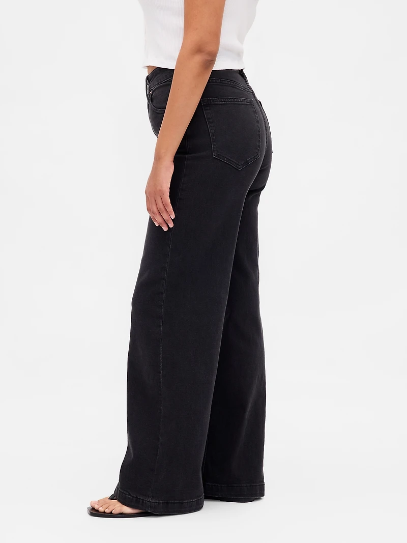 Curvy High Rise Stride Wide-Leg Jeans
